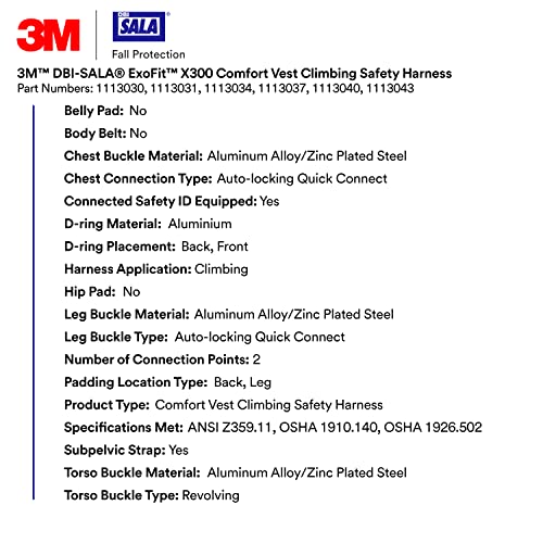 3М 113045 DBI-SALA EXOFIT X300 CORTIDE VEST Позиционирање безбедносен прицврстувач на падот на падот, ОСХА, АНСИ, општа индустрија,