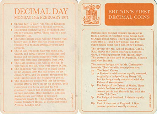 Велика британија 1968 1971 Велика Британија Првиот Децимални Монети 5 Монета Нане Во Собата Нециркулирани