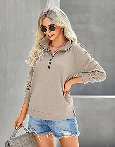 Preatterенски каузален каузален 1/4 Zip Pullover Долг ракав јака џемпери цврста активна облека што работи јакна